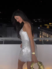 Chic Backless Lace Up Sequin Spaghetti Strap Mini Dress