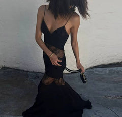 Chic Backless Sleeveless Through Sling Slim Party Maxi Dress