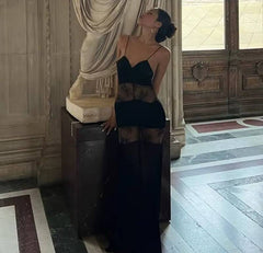 Chic Backless Sleeveless Through Sling Slim Party Maxi Dress