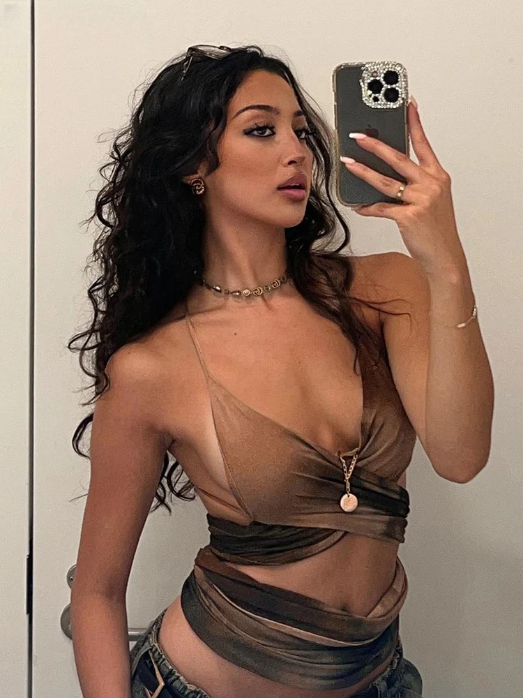 Chic Cross-Spaghetti-Straps Bandage Ruffles Backless Party Skinny Clubwear