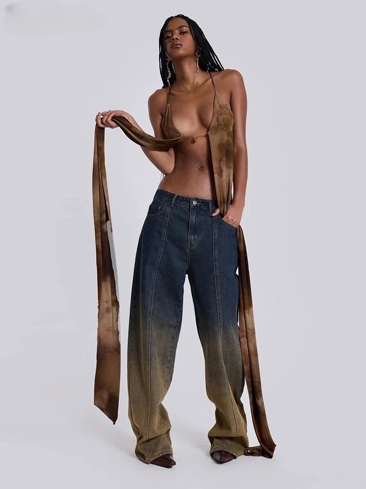 Chic Cross-Spaghetti-Straps Bandage Ruffles Backless Party Skinny Clubwear