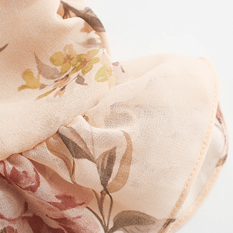 Chic Floral Print Chiffon Mini Dress