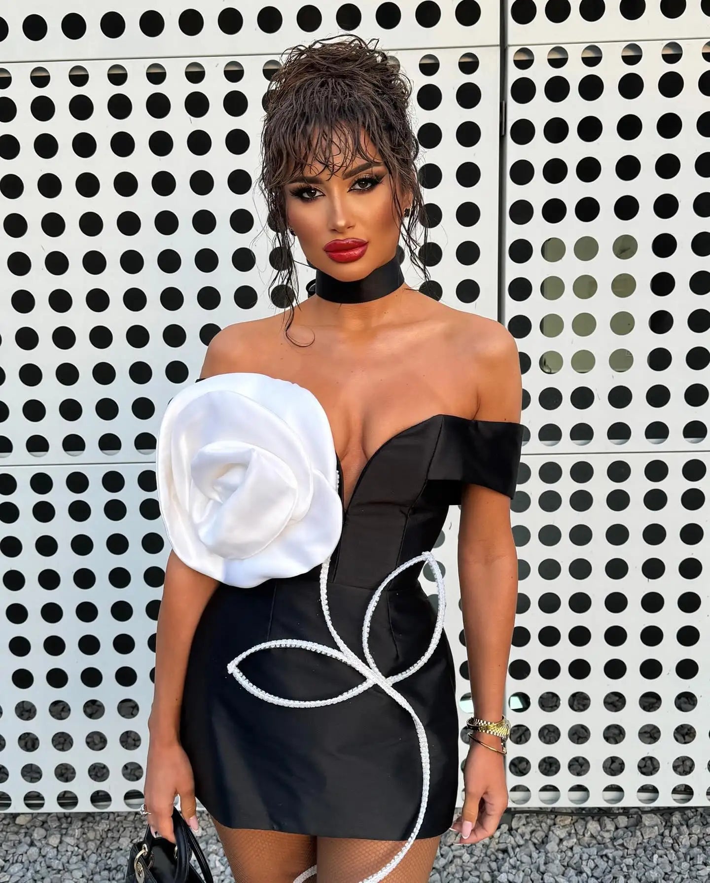 Chic Flower Off Shoulder Night Club Evening Party Bandage Bodycon Dress