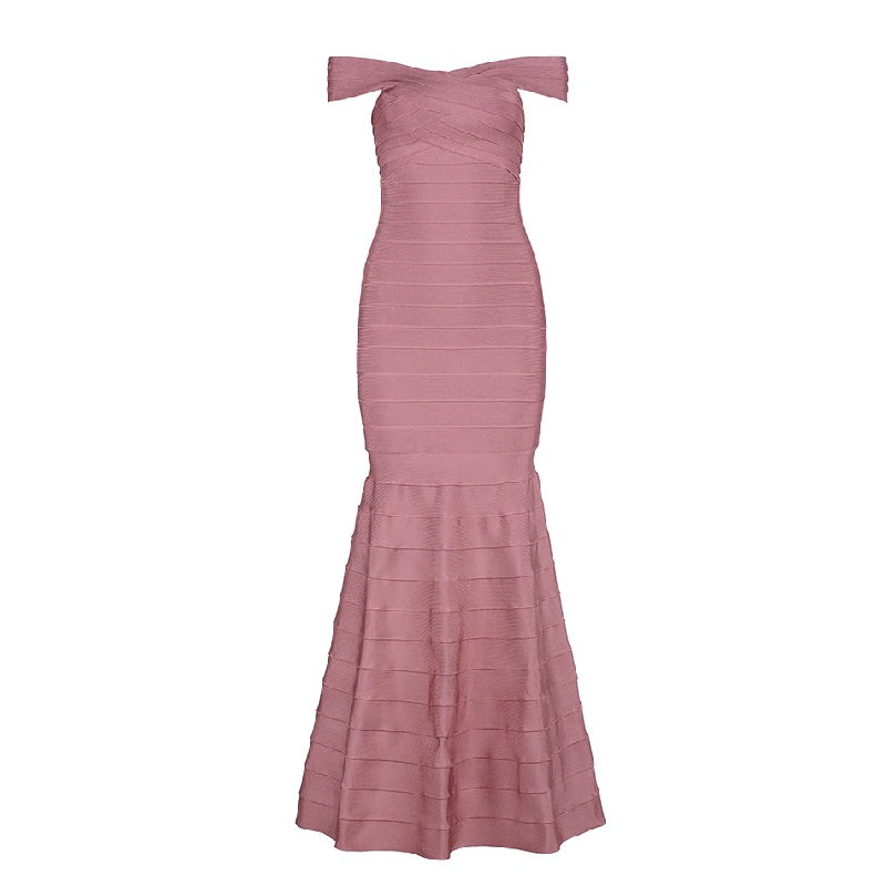 Chic Off The Shoulder Long Bandage Maxi Party Dress Vestidos