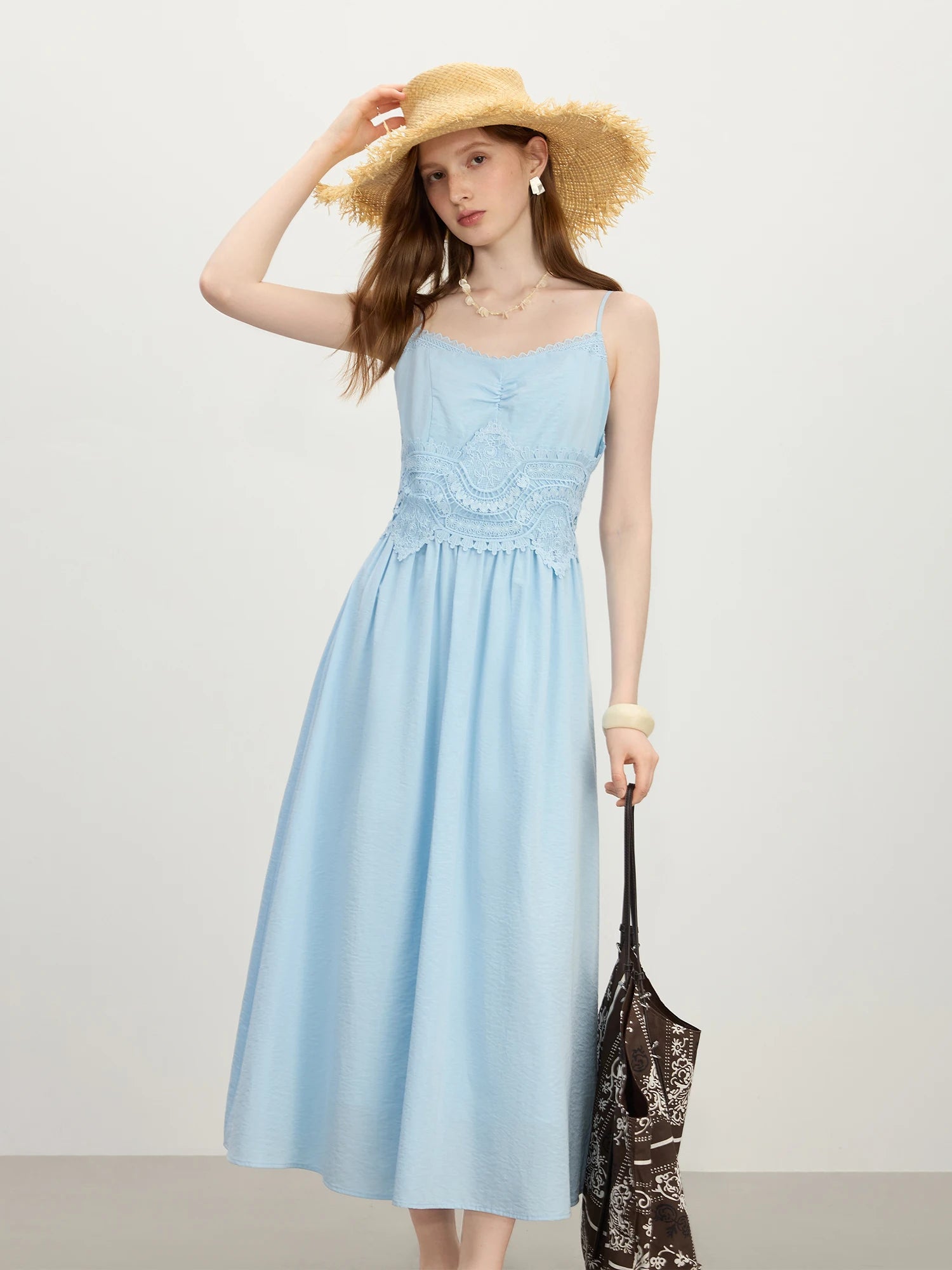 Chic Strappy Holiday Season Beach Stitching Lace Dress