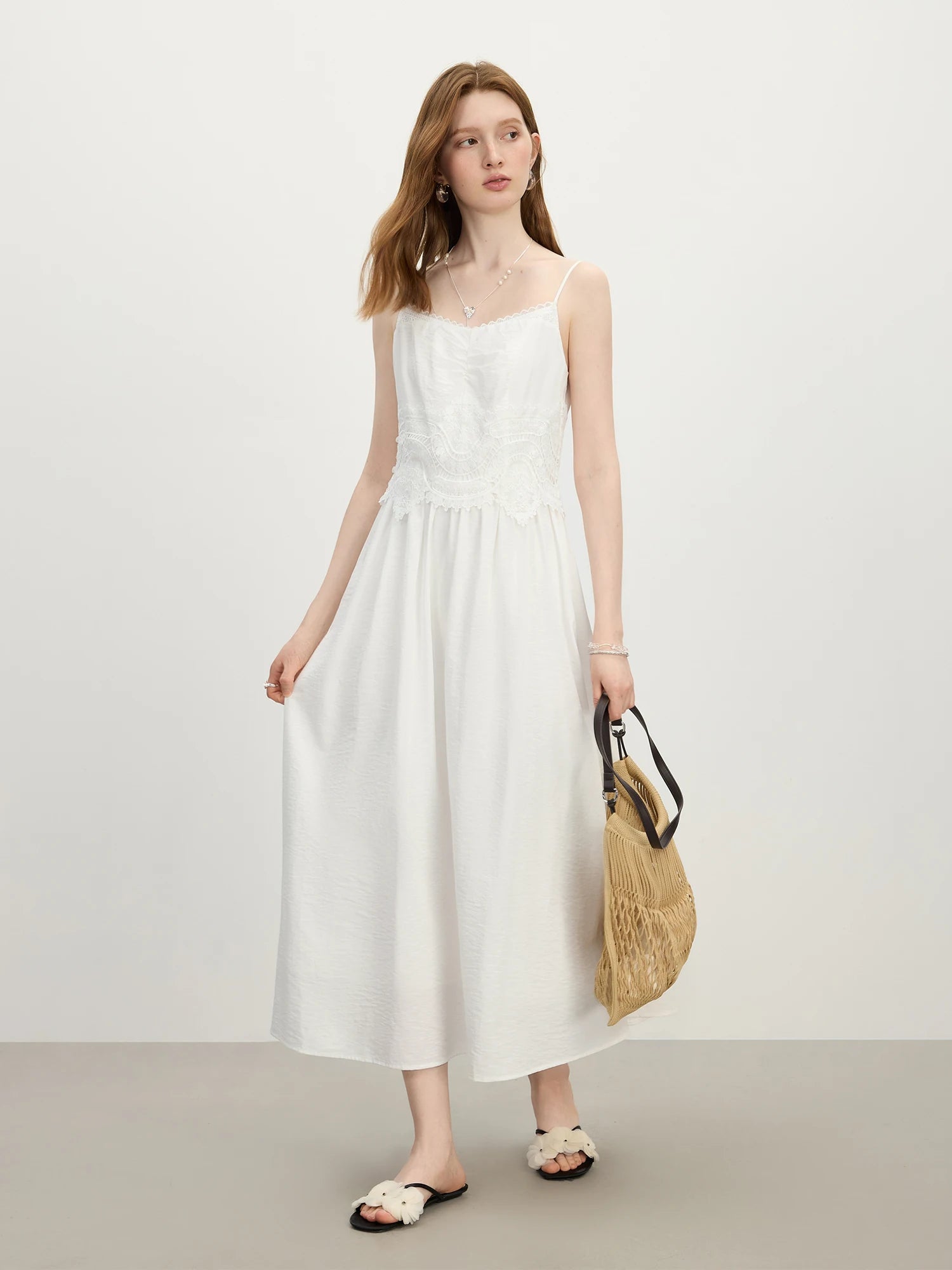 Chic Strappy Holiday Season Beach Stitching Lace Dress