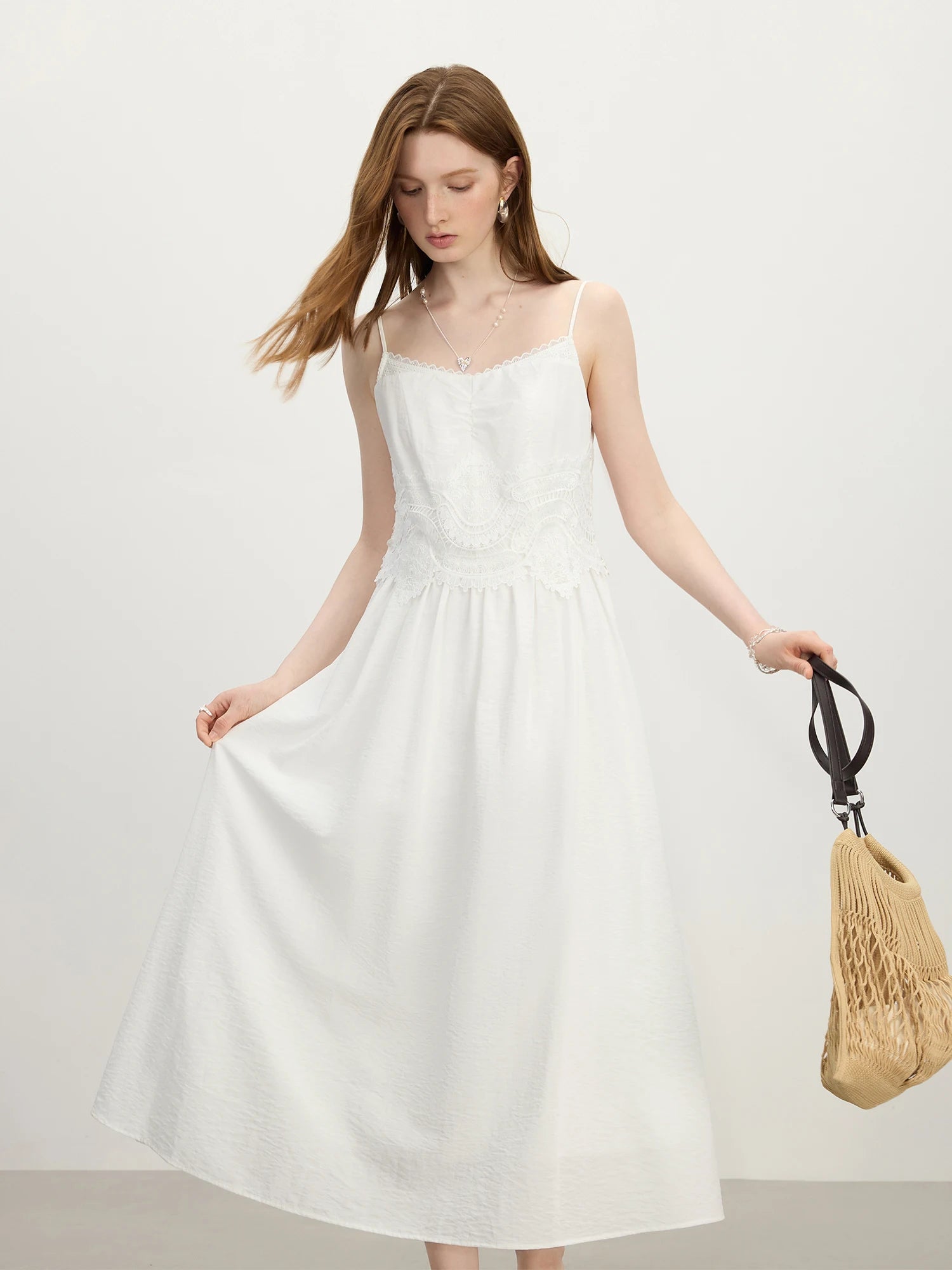 Chic Strappy Holiday Season Beach Stitching Lace Dress