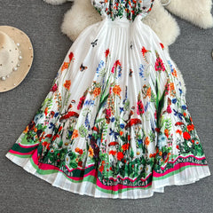 Chic Women Vestidos De Mujer Printed O-neck Sleeveless Female Long Dresses