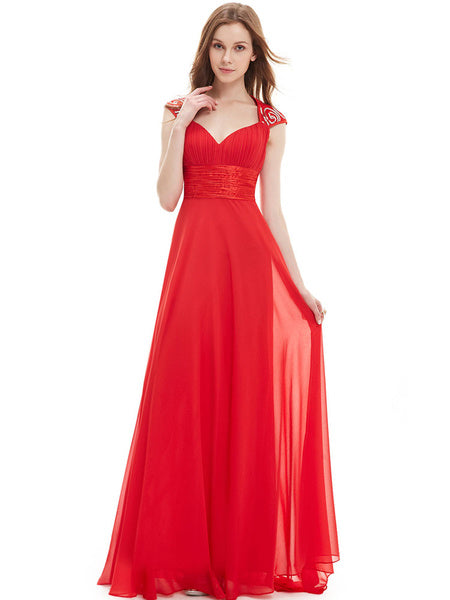 Chiffon Long Queen Anne Neckline Sequin Ruched Sleeveless Occasion With Train Prom Bridesmaid Dress