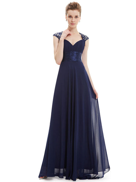 Chiffon Long Queen Anne Neckline Sequin Ruched Sleeveless Occasion With Train Prom Bridesmaid Dress