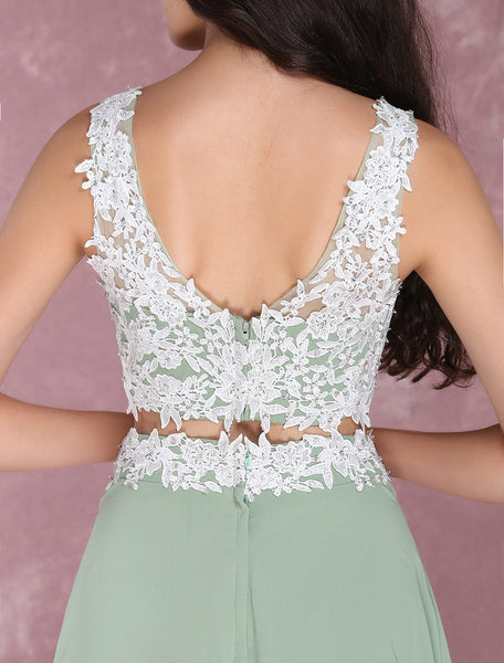 Chiffon Prom Two Piece Beading Occasion Party Dresses