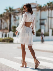 Chiffon Backless Cut Out Floor Length Dress