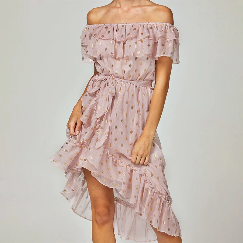 Chiffon Off Shoulder Casual Beach Dress