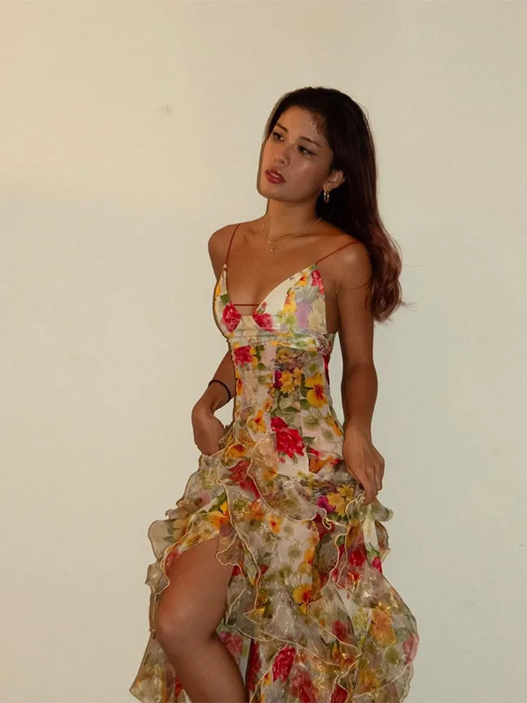 Chiffon Strapless Sleeveless Backless Side Split Party Evening Dresses