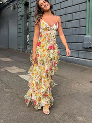 Chiffon Strapless Sleeveless Backless Side Split Party Evening Dresses
