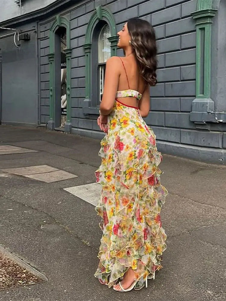 Chiffon Strapless Sleeveless Backless Side Split Party Evening Dresses