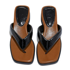Chunky Wedge Sandals Luxury Leather Flats for Comfortable Flip-Flops Elegant Beach Sandals Slippers