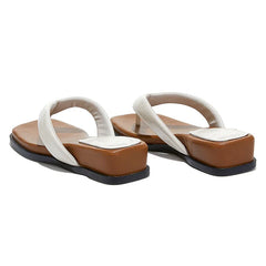 Chunky Wedge Sandals Luxury Leather Flats for Comfortable Flip-Flops Elegant Beach Sandals Slippers
