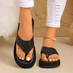 Classic Black/white Mixed Color Platform Flip Flops Thick Bottom Thong Slippers High Quality Leather Jandal Sandals Women