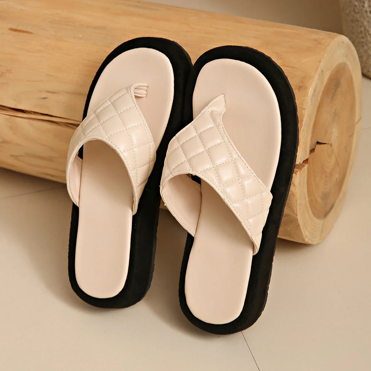Classic Black/white Mixed Color Platform Flip Flops Thick Bottom Thong Slippers High Quality Leather Jandal Sandals Women