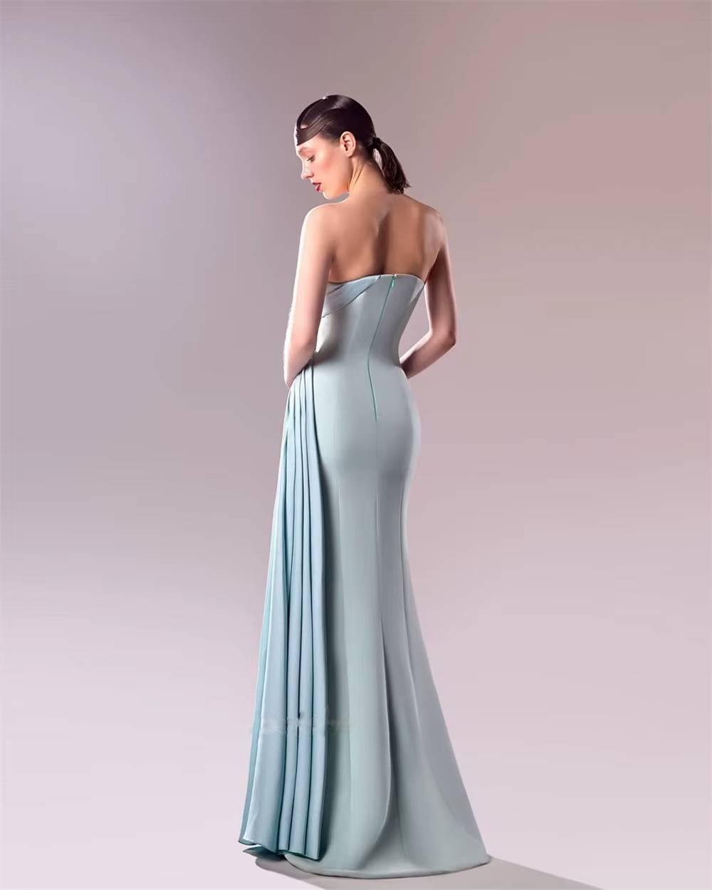 Classic Modern Style Strapless A-line Beading Pleats Formal Evening Party Dress
