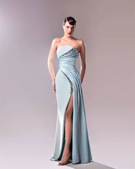 Classic Modern Style Strapless A-line Beading Pleats Formal Evening Party Dress