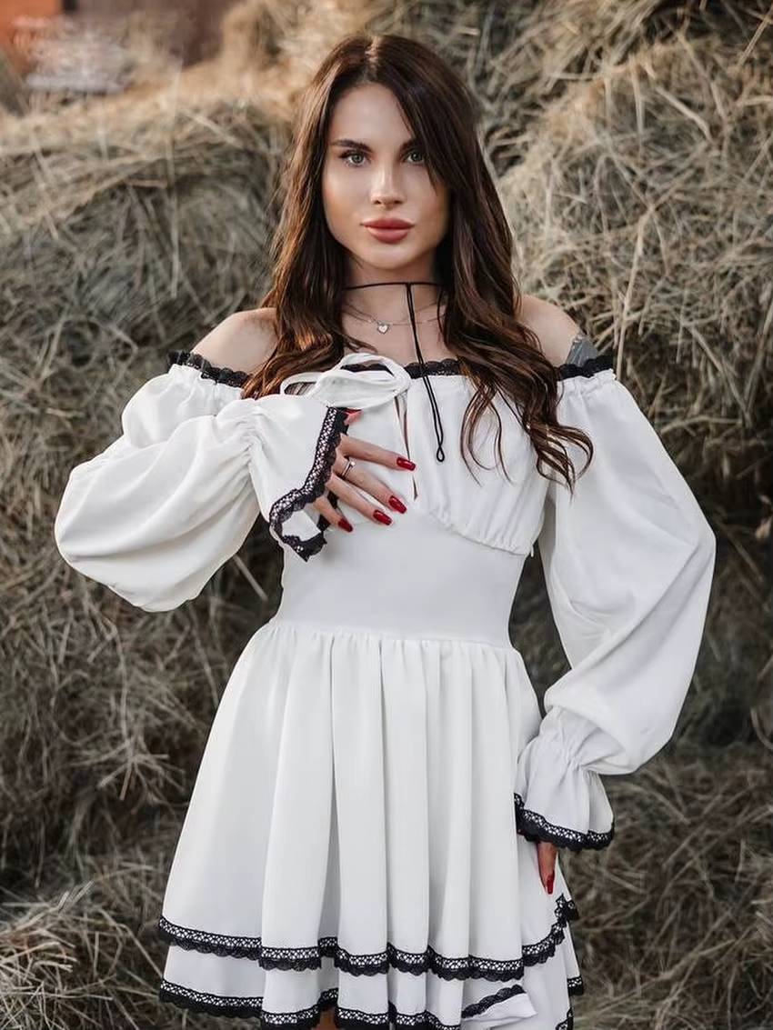 Classic Pullover Slash Neck Long Sleeve Loose Lace Spliced Mini Dress