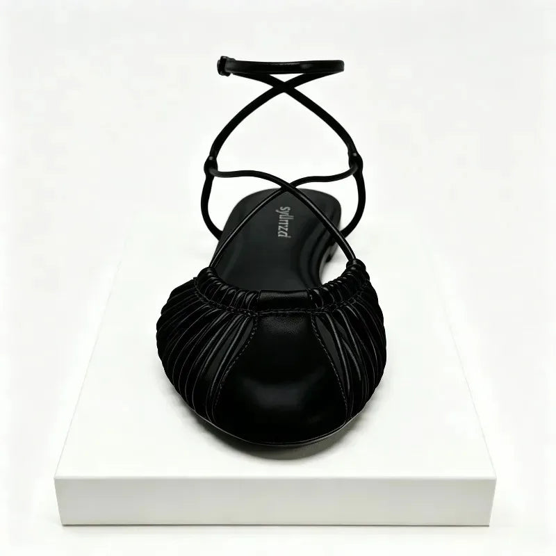 Classic Style Soft Leather Pu Woven Flat Sandals Luxury Designer Gladiator Sandals Comfortable Shoes