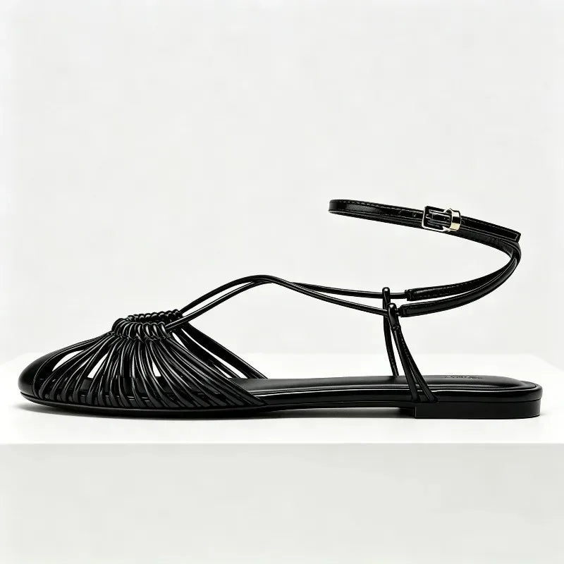 Classic Style Soft Leather Pu Woven Flat Sandals Luxury Designer Gladiator Sandals Comfortable Shoes