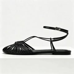 Classic Style Soft Leather Pu Woven Flat Sandals Luxury Designer Gladiator Sandals Comfortable Shoes