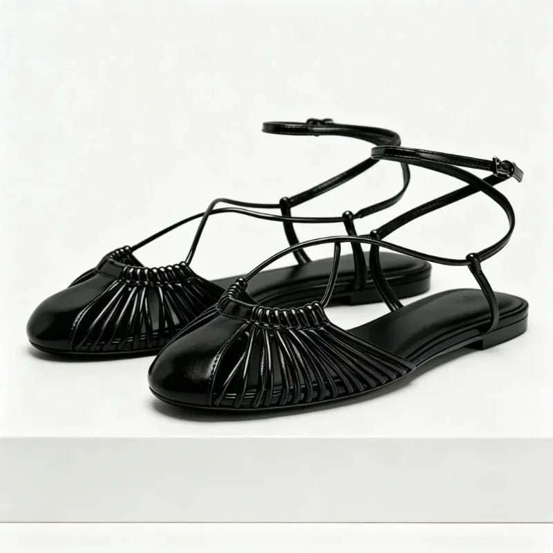 Classic Style Soft Leather Pu Woven Flat Sandals Luxury Designer Gladiator Sandals Comfortable Shoes