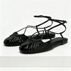 Classic Style Soft Leather Pu Woven Flat Sandals Luxury Designer Gladiator Sandals Comfortable Shoes