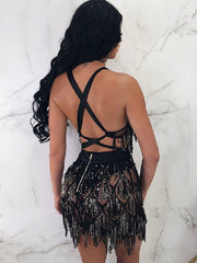 Club Dress V-Neck Sleeveless Polyester Bodycon Midi Dress