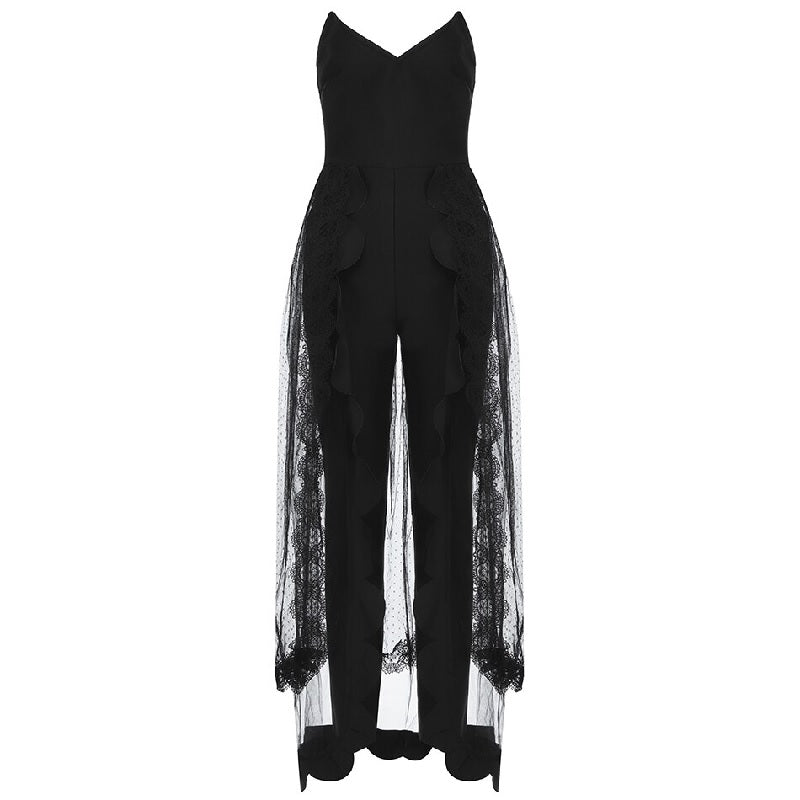 Club Stapless Lace Bodysuit Romper Long Pants Bodycon Jumpsuits