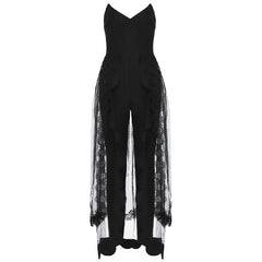 Club Stapless Lace Bodysuit Romper Long Pants Bodycon Jumpsuits