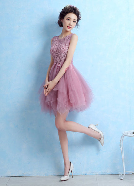 Cocktail Lace Applique Prom Homecoming Dress