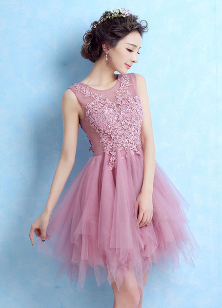 Cocktail Lace Applique Prom Homecoming Dress