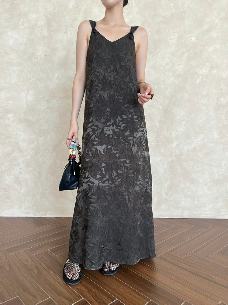 Colorblock Spliced Printed V Neck Sleeveless Loose Temperament Basics Dresses