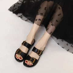 Comfort Soft Thick Bottom Sandals Open Toe Buckle Wedges Slide Sandals Casual Concise Beach Shoes