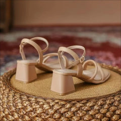 Comfortable Minimalist and Versatile Square Head Open Toe Thick Middle Heel
