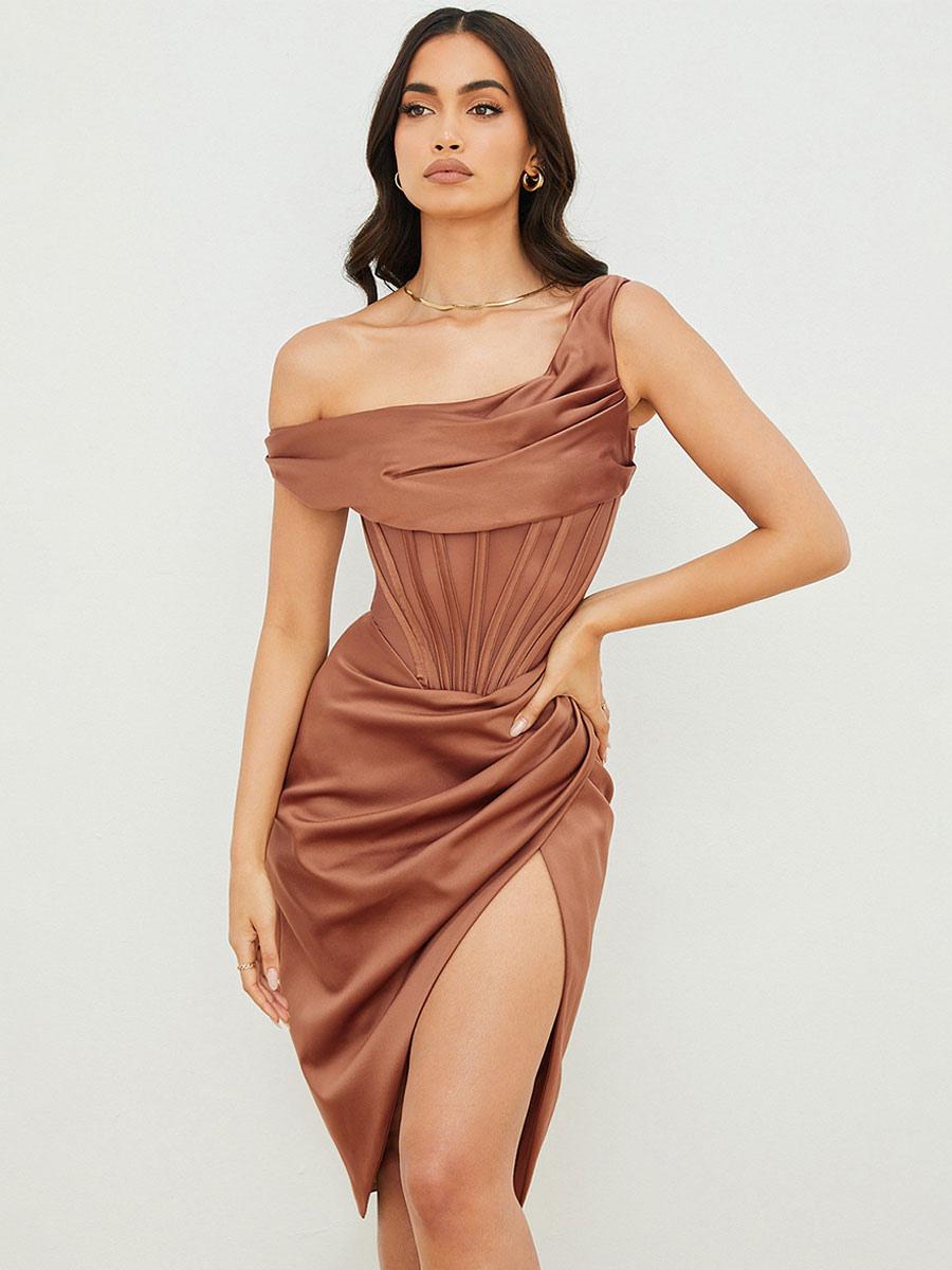 Corset One-Shoulder Birthday Semi Formal Bodycon Dress