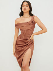 Corset One-Shoulder Birthday Semi Formal Bodycon Dress