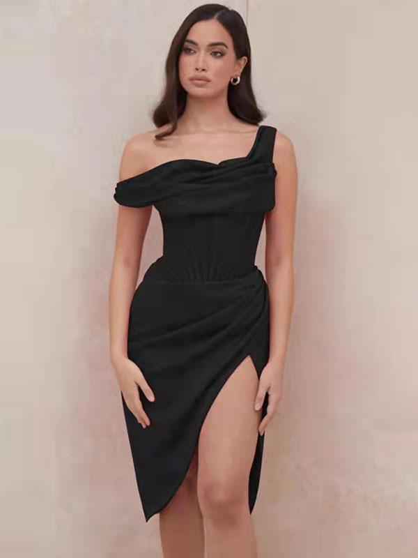 Corset One-Shoulder Birthday Semi Formal Bodycon Dress