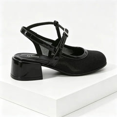 Cozy Mesh Square Toe Heel