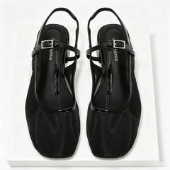 Cozy Mesh Square Toe Heel
