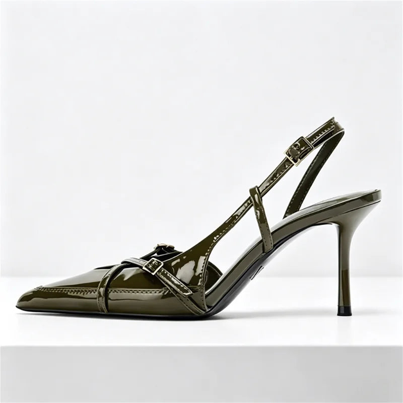Cross Metal Buckle Strap Decoration High Heel