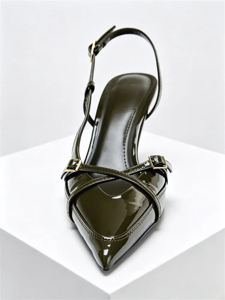 Cross Metal Buckle Strap Decoration High Heel