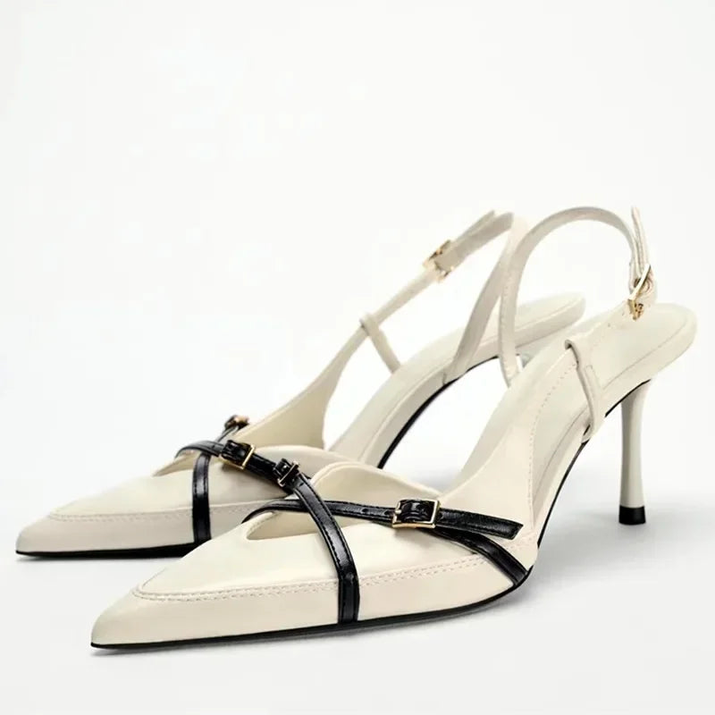 Cross Metal Buckle Strap Decoration High Heel