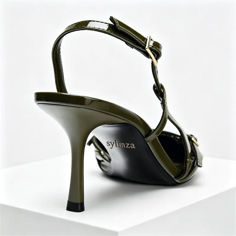 Cross Metal Buckle Strap Decoration High Heel