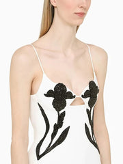 Crystal Flower Spaghetti Strap Sleeveless Diamonds Floral Evening Club Party Bodycon Mini Dresses